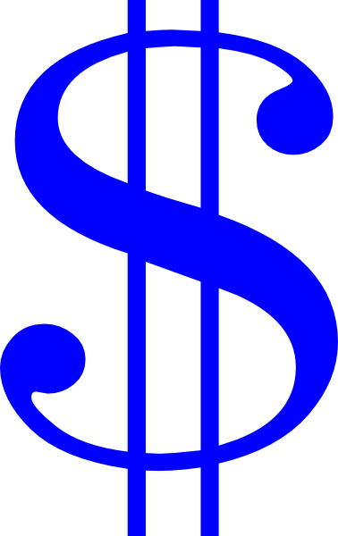 Blue Dollar Sign - Dollar Sign Clip Art (378x600)