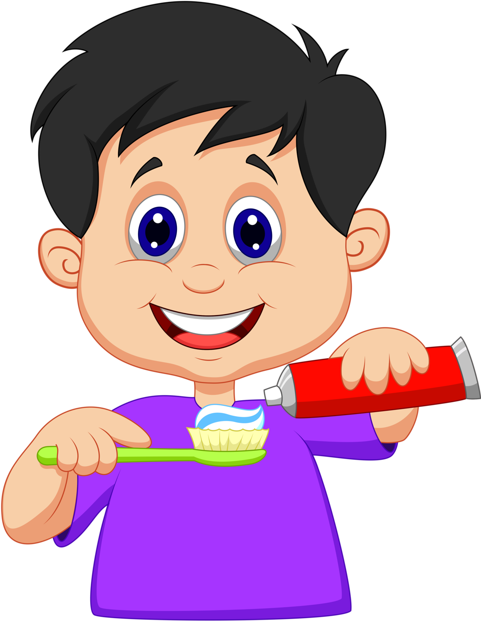 Cepillo De Dientes, Pasta De Dientes, Cepillarse Los - Boy Brushing Teeth Clipart (991x1280)