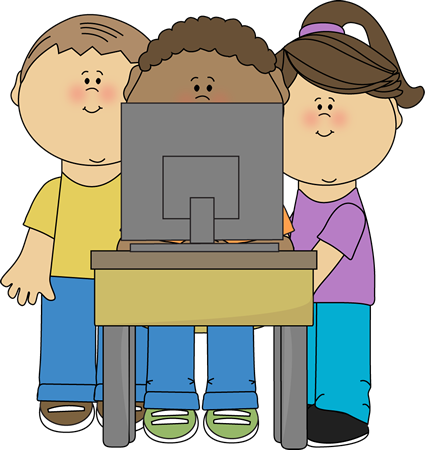 Technology - Children On Computer Clipart (425x450)