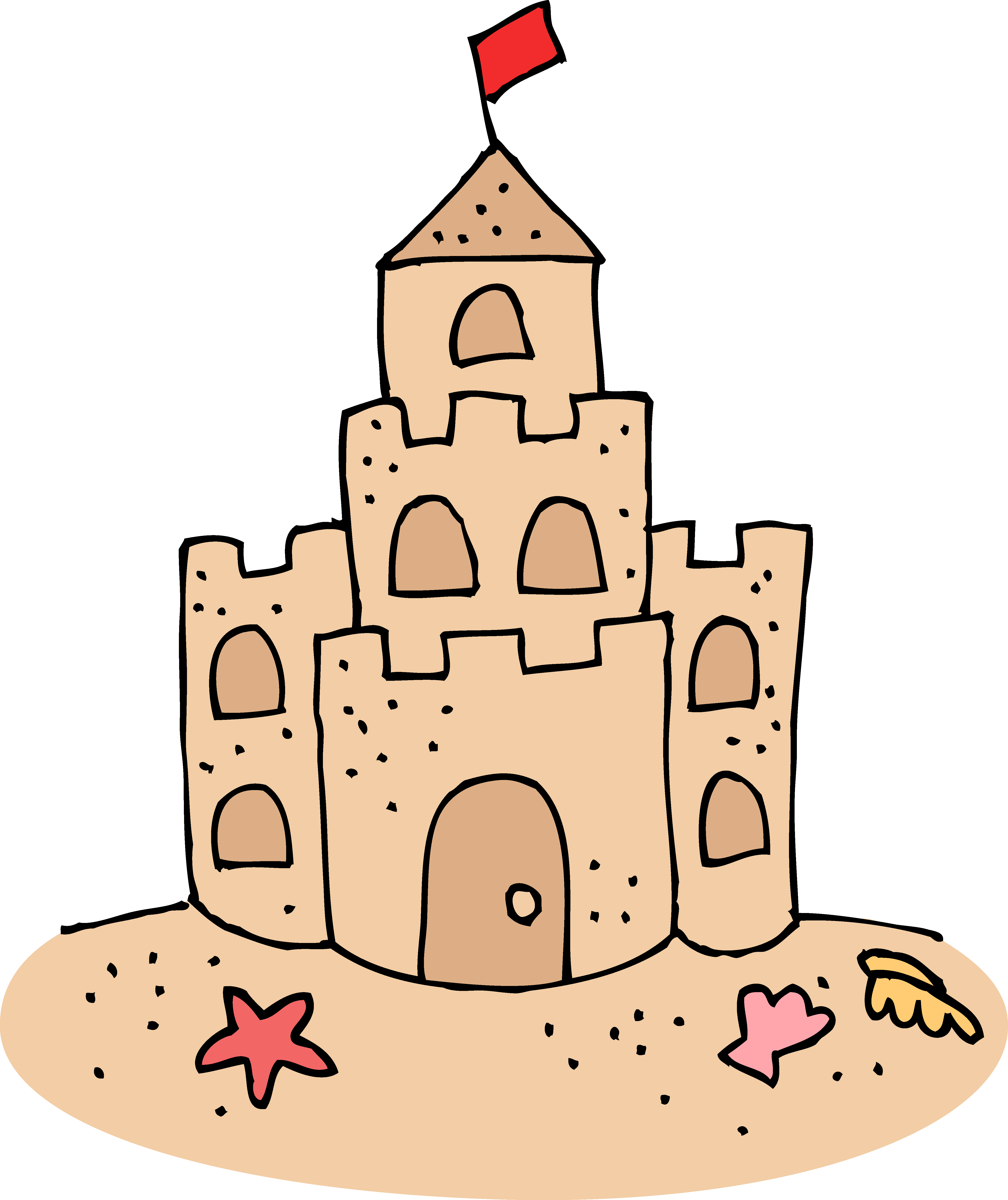 Simple Clipart Sand Castle - Sand Castle Clipart Transparent (4879x5808)