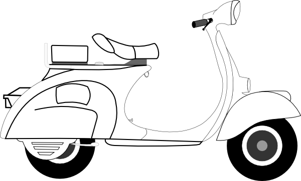 1 - Moped Clipart Black And White (600x362)
