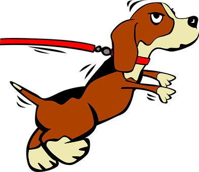 Puppy Leash Leashed Jumping Collar Pedigre - Dog On Leash Clipart (392x340)