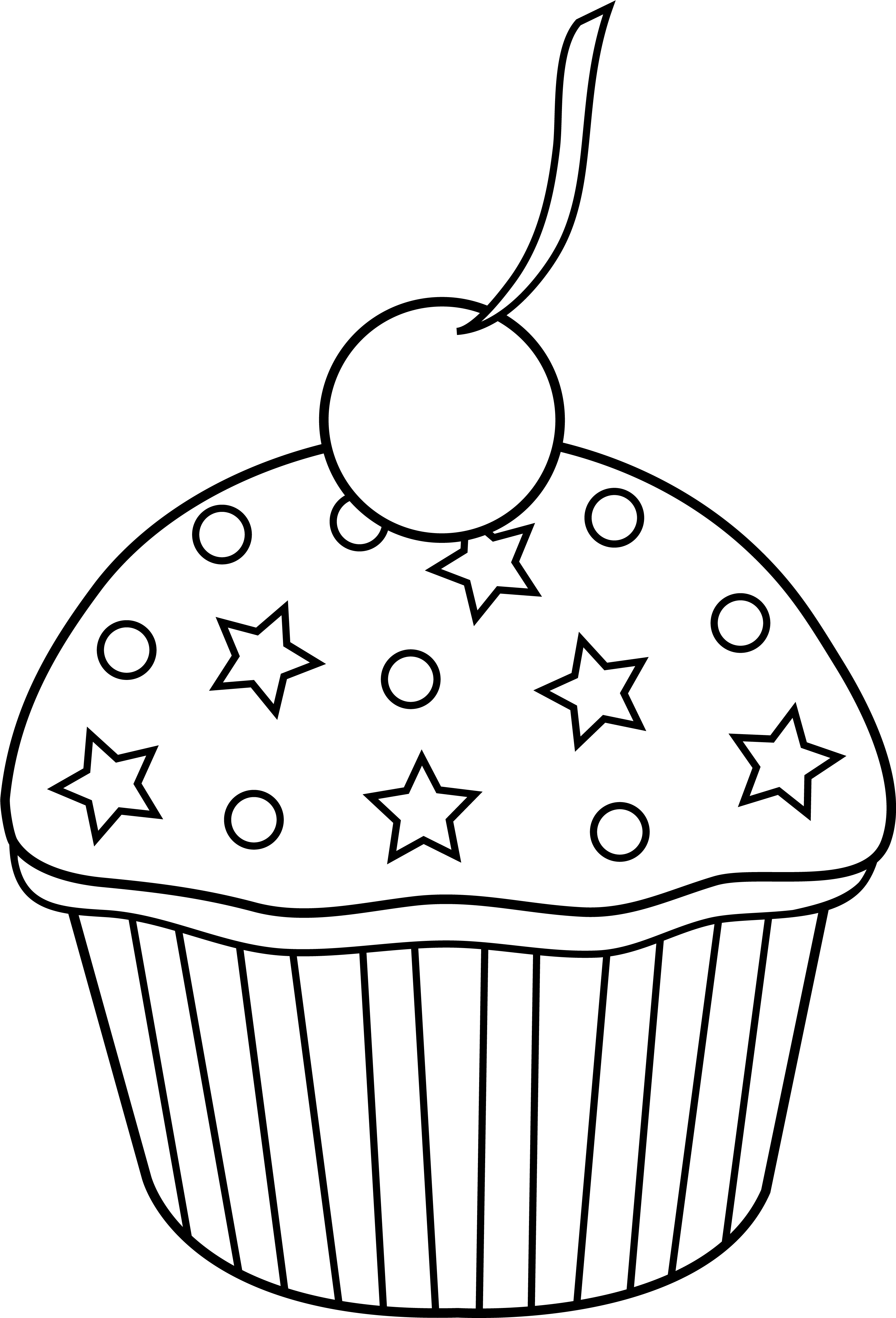 Cute Cupcake Outline To Color In - Cupcake Clipart Black And White (3124x4803)