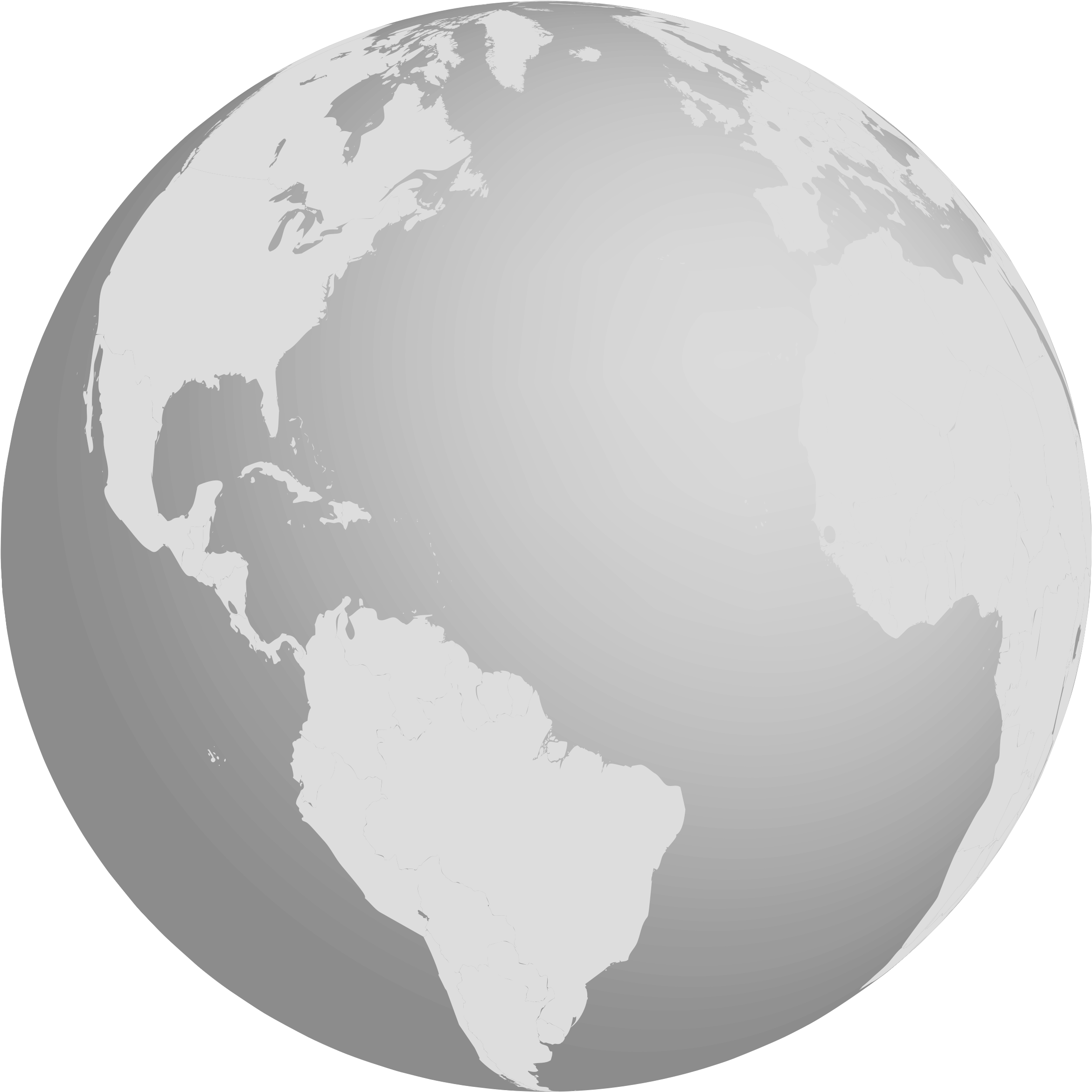Earth Clipart Gray - Blank Western Hemisphere Map (2400x2400)