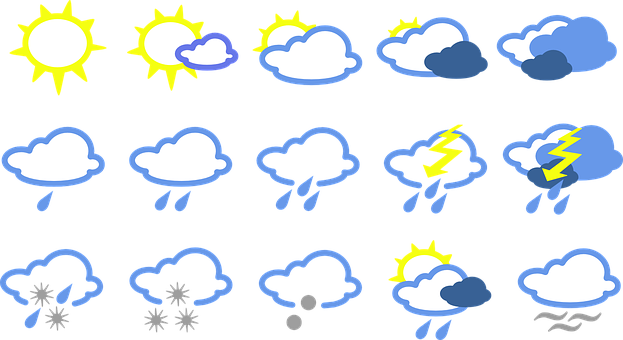 Weather Signs Symbols Forecast Weather For - Weather Symbols (623x340)