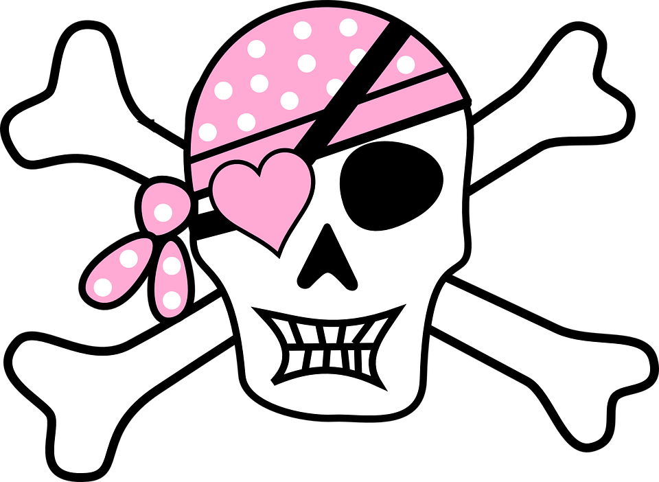Pink Pirate Cross Bones Clipart - Pink Pirate Skull And Crossbones Throw Blanket (960x702)