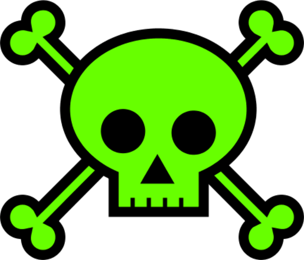 Skull - Green Skull And Crossbones (600x514)