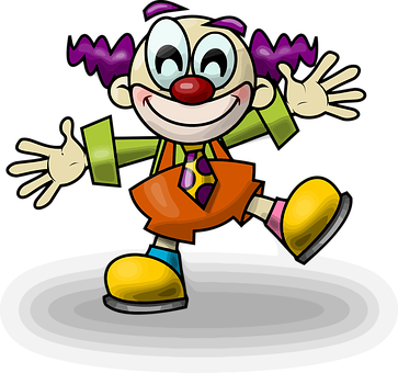 Clown Verrückt Glücklich Lustig Cartoon Cl - Funny Clown Cartoon (363x340)