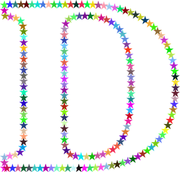 Sterne, Bunte, Prismatische, Chromatisch - Letter D Clipart (355x340)