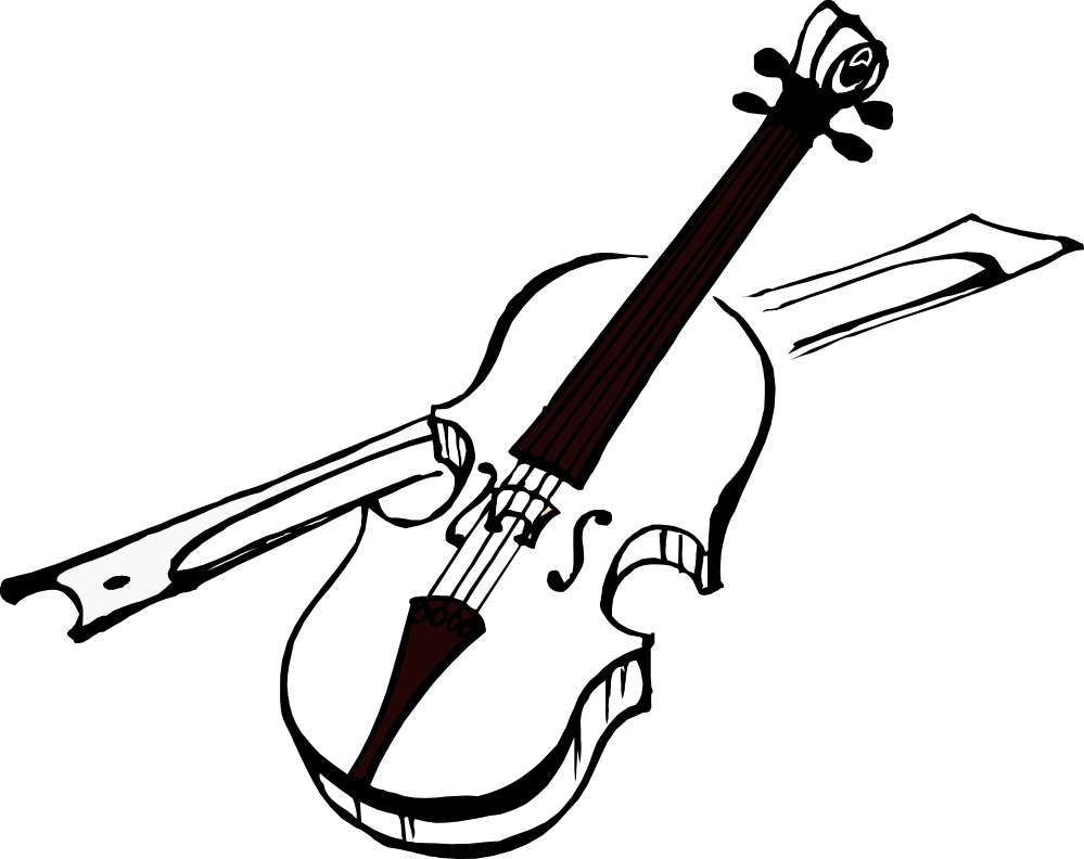 Violin Clipart Coloring Page - Violin Black And White (999x792)