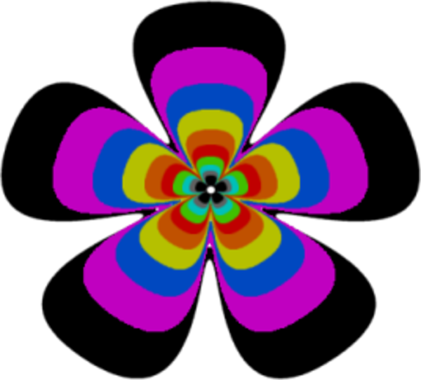 Hippie - Clipart - Groovy Flowers Clip Art (600x542)