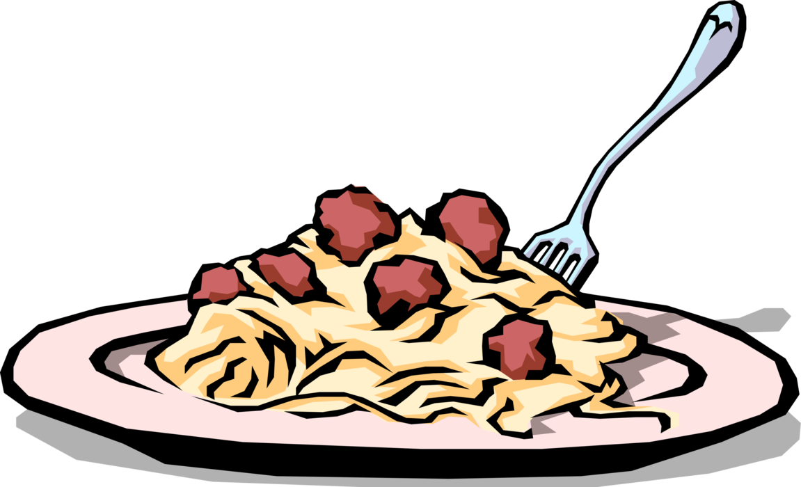 Vector Illustration Of Italian Pasta Spaghetti & Meatball - Spaghetti Dinner (1151x700)