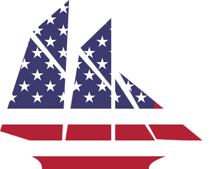 Amerika, Boot, Flagge, Ozean, Segelboot - American Flag Sailboat Clipart (423x340)