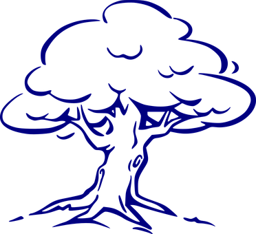 Baum, Eiche, Natur, Blau, Märchen - Outline Of A Tree (372x340)