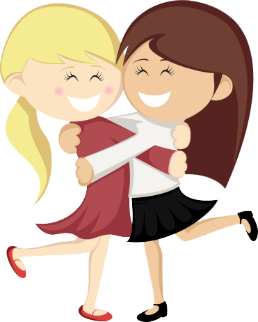 Explore Free Vector Art, Free Vector Images And More - Best Friends Hugging Animated (371x462)