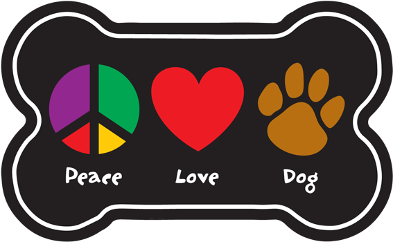 Peace Love Dog Bone Magnet - Dog (600x390)