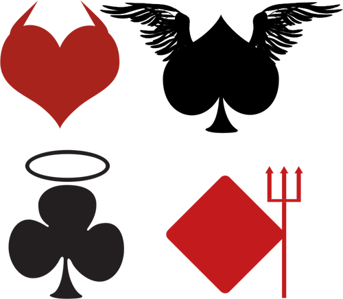 Cards Angel Card Club Devil Diamond Halo H - Diamond Spade Clover Heart (500x436)