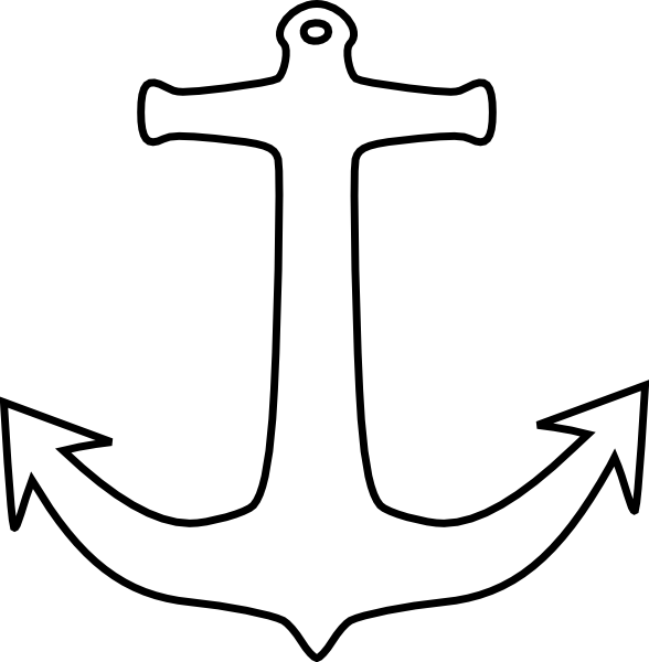Anchor Outline Clip Art At Clker - Outline Picture Of Anchor (588x600)