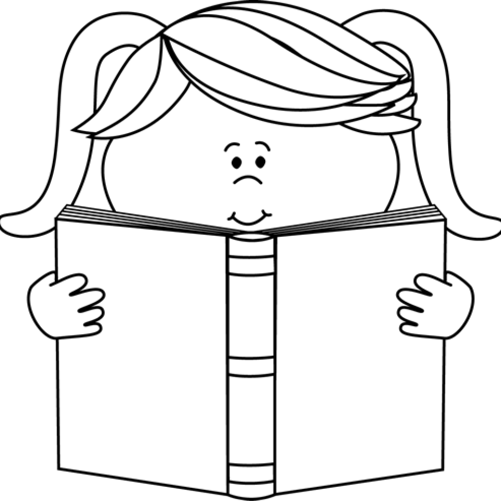 Reading Clipart Black And White Black And White Little - Reading Clip Art Black And White (1024x1024)