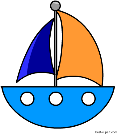 Free Orange And Blue Sail Boat Clip Art Image - Blue (450x450)
