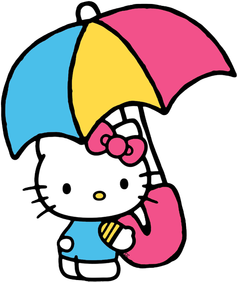 Hello Kitty Clip Art Images - Umbrella Cartoon Clip Art (495x591)