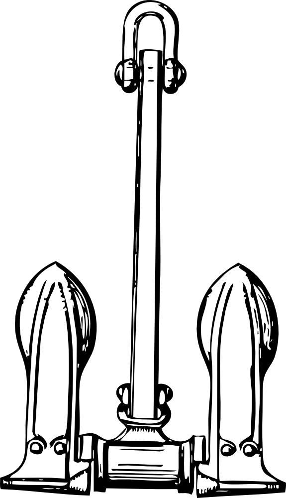 Free Stockless Anchor - Stockless Anchor Drawing (575x1000)