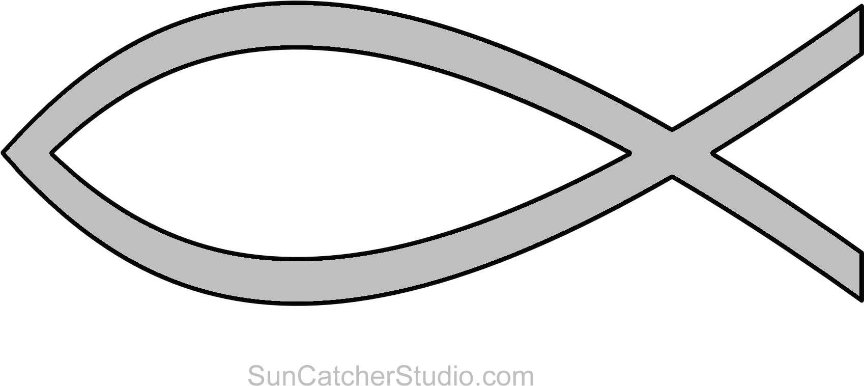 Fish Symbol Scroll Saw Pattern Outline Clip Art Printable - Scroll Saw (1750x852)