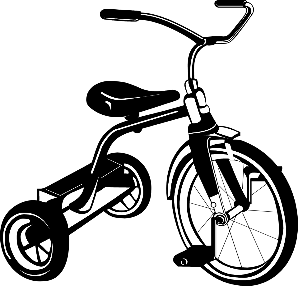 Tricycle Bicycle Motorcycle Clip Art - Black And White Tricycle (958x920)