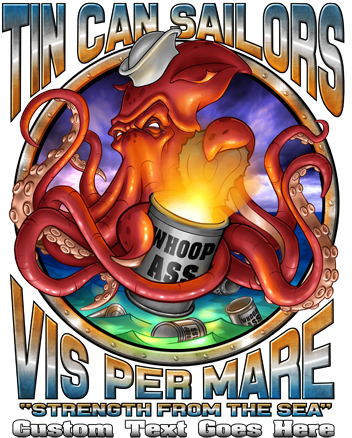Tin Can Sailors Squid Can Of Whoopass Shirt - Tin Can Sailor (428x451)