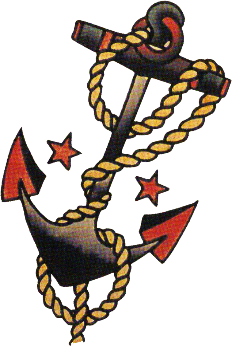 Sailor Jerry Vintage Tattoo Designs, Anchors And Stars - American Traditional Tattoos Anchor (900x1181)