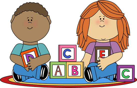 Kids Playing With Blocks - Kids Playing With Blocks Clip Art (550x352)
