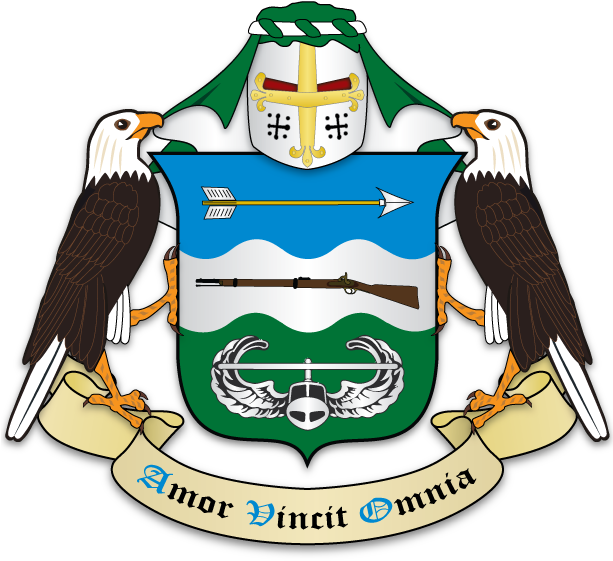 Per Fess Azure And Vert, On A Fess Wavy Argent Between - Emblem (612x595)