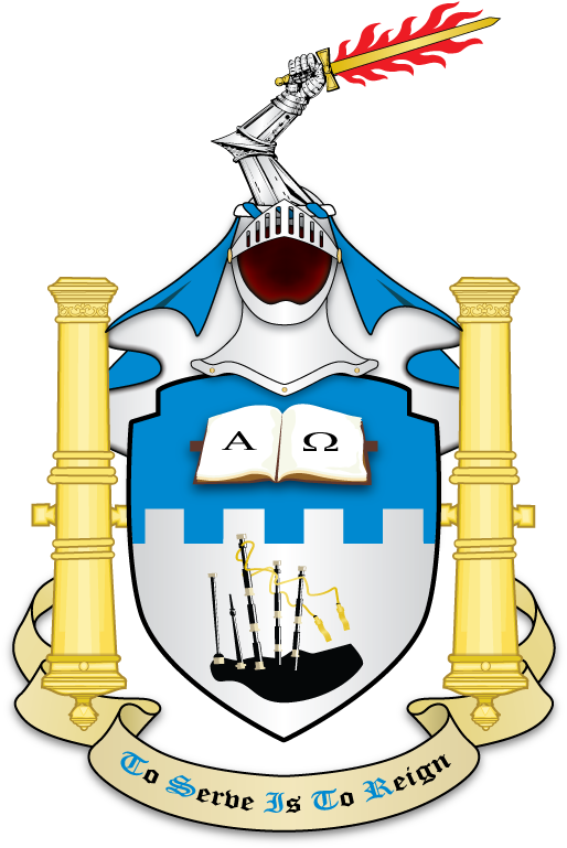Per Fess Embattled Azure And Argent, In Chief An Open - Cartoon (612x792)