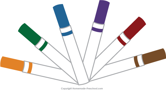 Free Back To School Clipart - Markers Clipart (580x314)