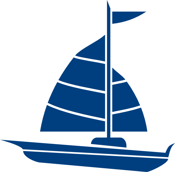 Blue Boat Clipart - Blue Sailboat Clipart (600x592)