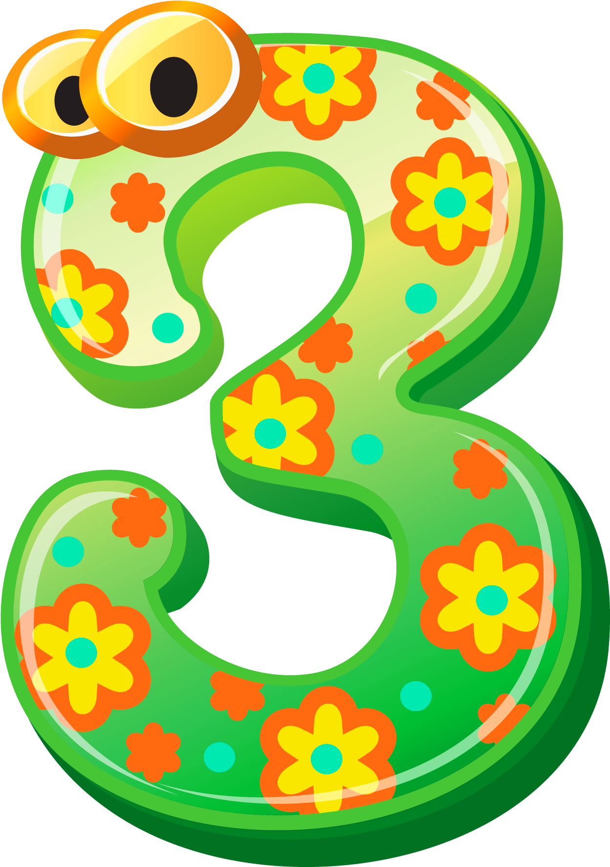 Cute Number Three Png Clipart Image - Cute Numbers Clipart (1477x1858)