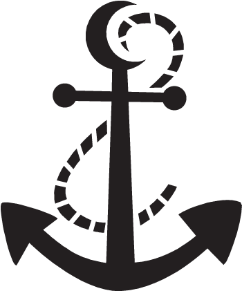Rope And Anchor Wall Decal - Black Anchor With Rope (451x450)