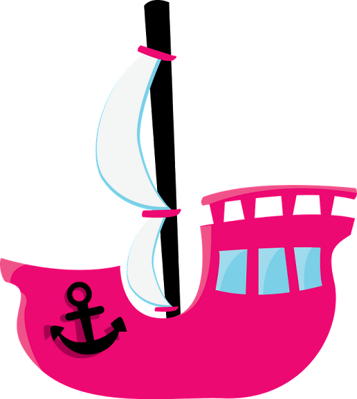 Pink Clipart Pirate Ship - Pink Pirate Ship Clipart (516x576)