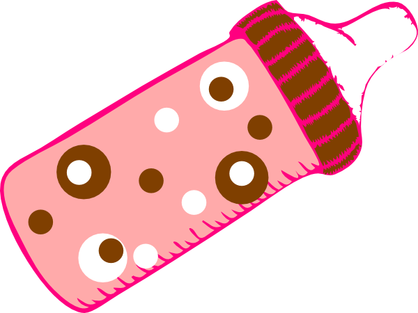 Dotted Pink Bottle Clip Art At Clker - Baby Bottle Clip Art (600x450)