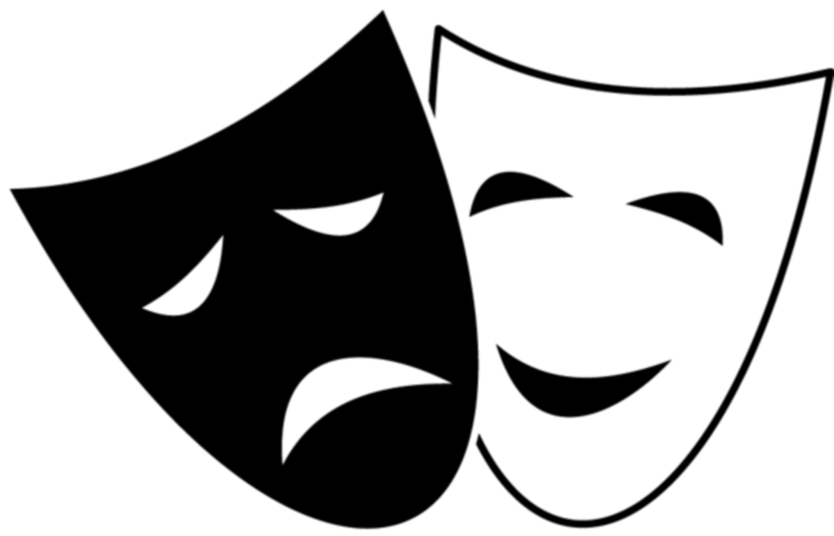 Comedy Tragedy Mask Clipart - Comedy And Tragedy Masks (1200x772)