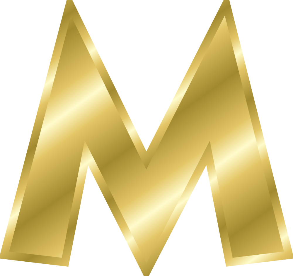 M, Capital Letter, Alphabet, Abc, Gold - Alphabet Letters In Gold (1000x943)