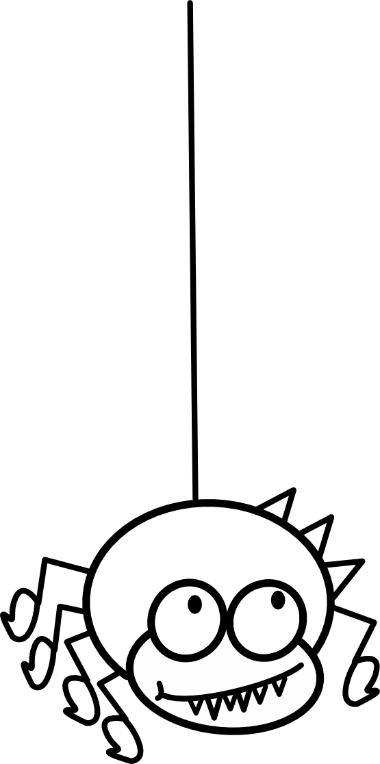 Massimo Ragno Black White Line Art 555px - Spider Cartoon (555x1116)
