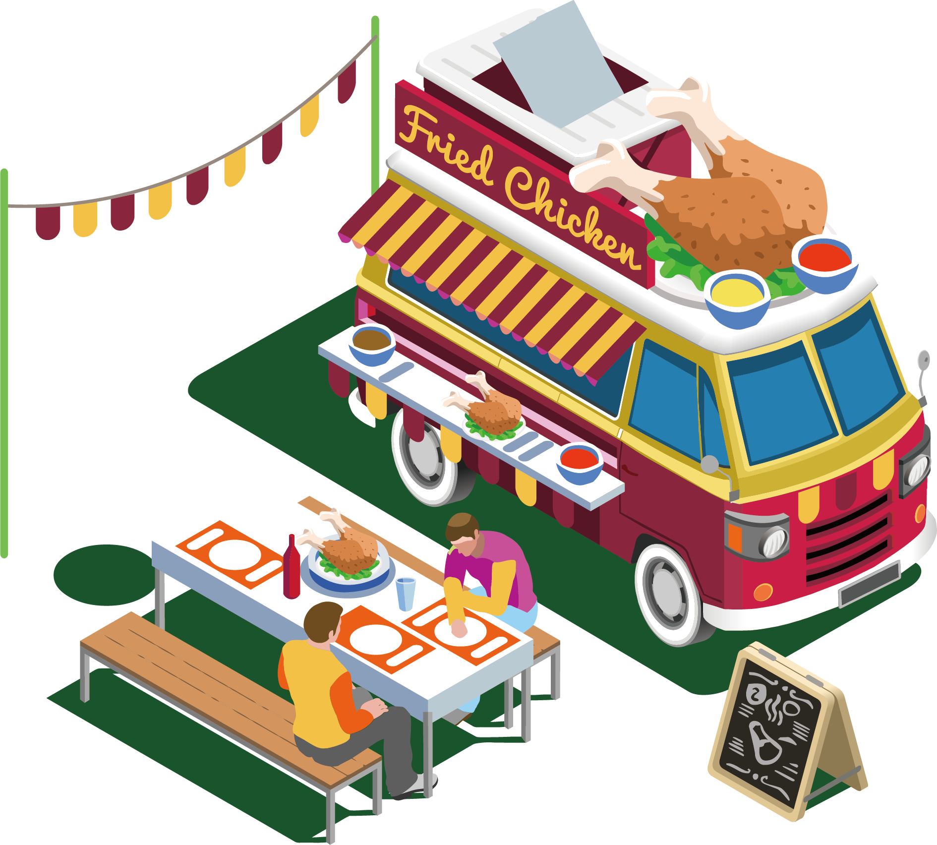 Street Food Car Van Take-out Fried Chicken - Food Truck (1890x1704)