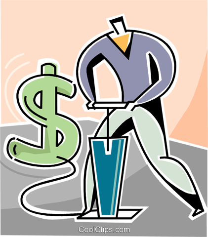 Man Inflating Dollar Sign Royalty Free Vector Clip - Man Inflating Dollar Sign Royalty Free Vector Clip (421x480)