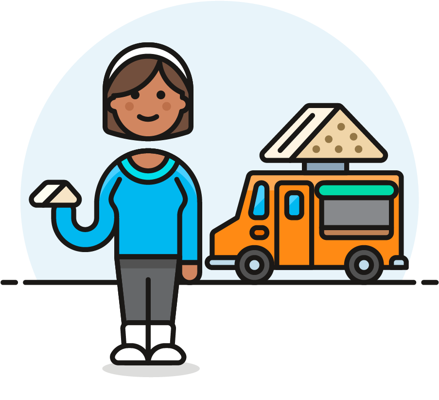 37 Sandwich Food Truck Female African American - Cartoon (1025x1148)