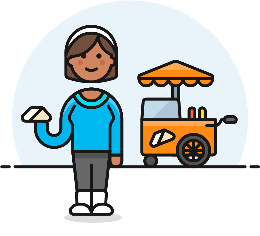 43 Sandwich Food Cart Female African American - Cartoon (1025x1148)