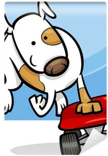 Dog On Skateboard Cartoon Illustration Wall Mural • - Perros Animados En Patineta (400x400)