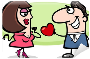 Couple In Love Cartoon Illustration Wall Mural • Pixers® - Amor Animado (400x400)
