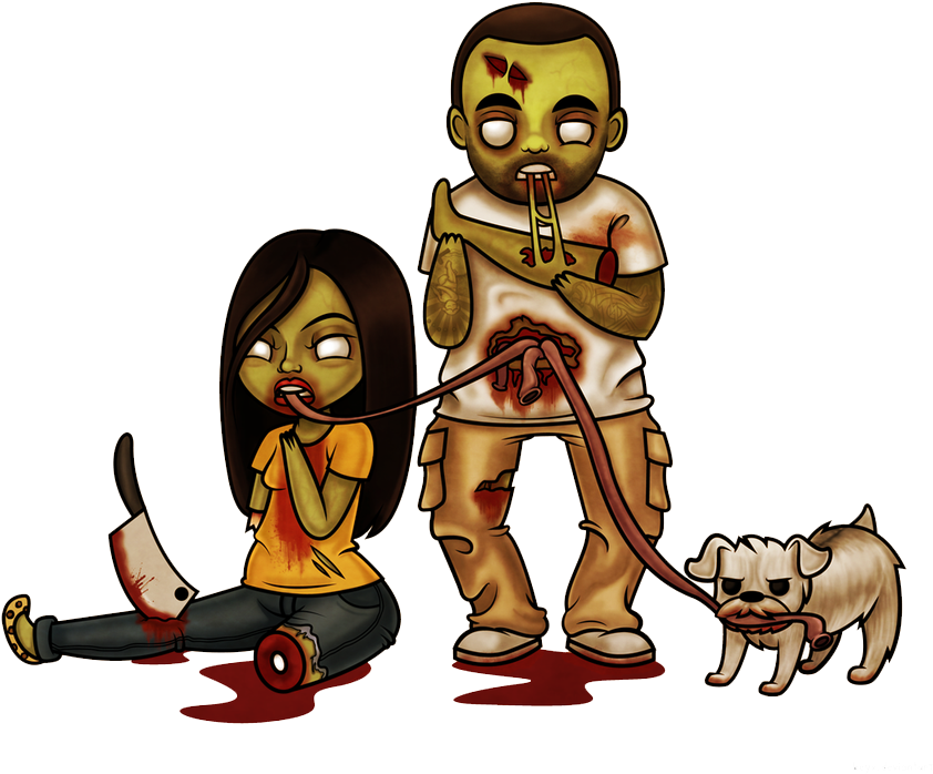 Zombie Carnaval Doraemon - Zombie Couple (900x749)