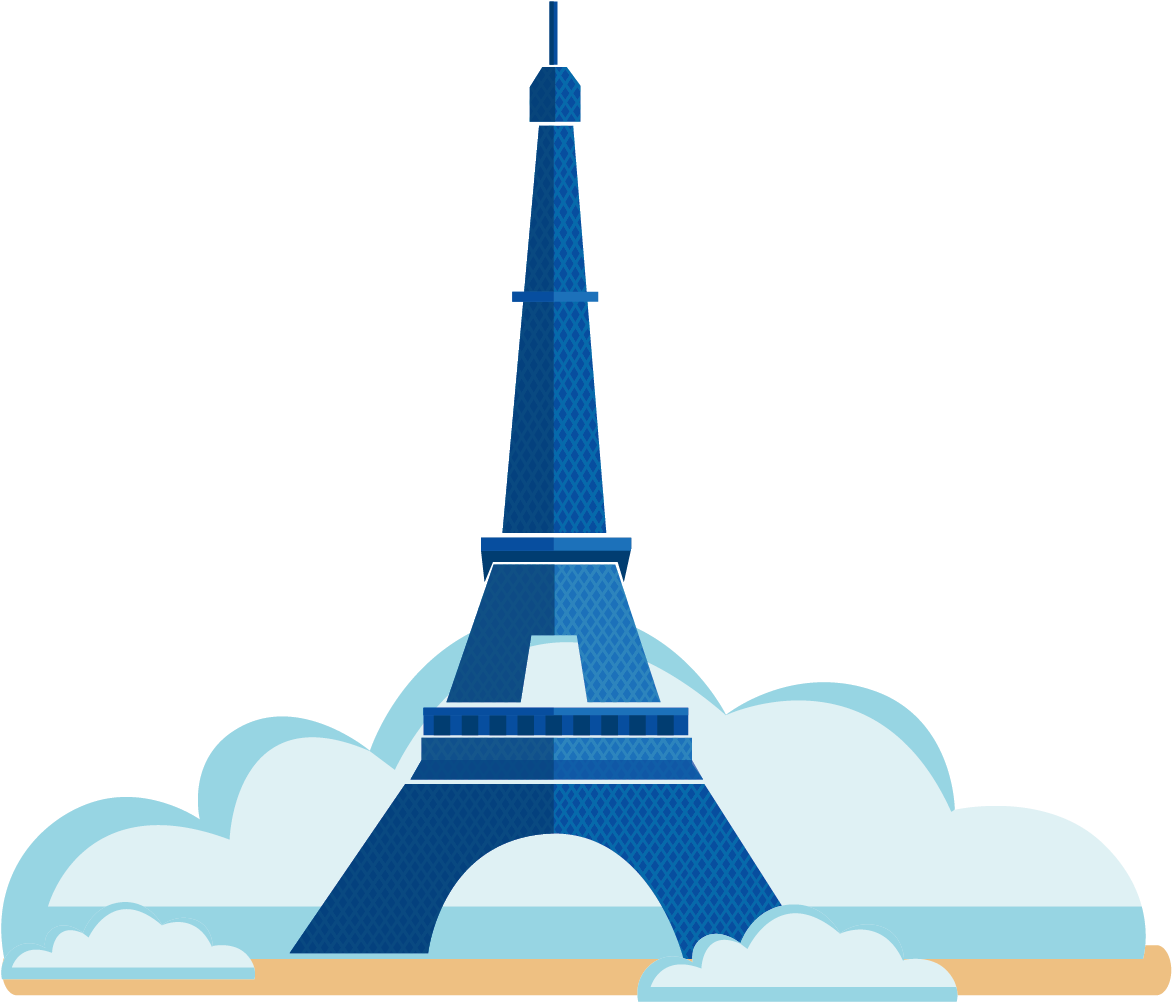 Eiffel Tower Silhouette Tourist Attraction - Azure (1171x1034)